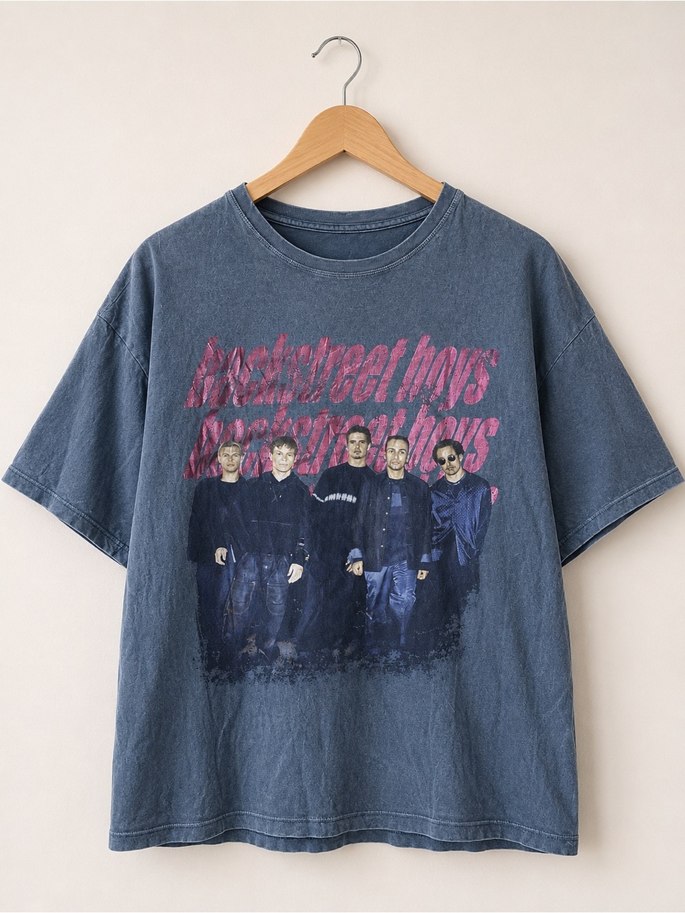 Backstreet Boys Double-Sided Graphic Band Tee Vintage Wash Gray Y2K Small